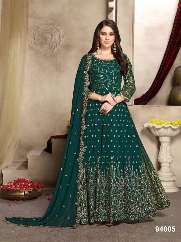  FC 94001 Peacock Green Color Georgette Multi Thread Zari Stich Anarkali Suit Wedding, Party, Festive events, etc. Expected Delivery  4-6 Working Days @2399/- | Anarkali Suits, Bollywood Anarkali, Creative-Anarkali, Designer Anarkali, Embroidered Anarkali, Party Wear Anarkali