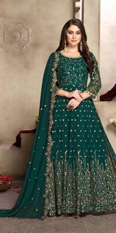  FC 94001 Peacock Green Color Georgette Multi Thread Zari Stich Anarkali Suit Wedding, Party, Festive events, etc. Expected Delivery  4-6 Working Days @2399/- | Anarkali Suits, Bollywood Anarkali, Creative-Anarkali, Designer Anarkali, Embroidered Anarkali, Party Wear Anarkali