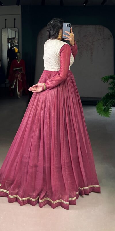 YNF 5025 Pink with Sequins Work & Embroidery Work Pink Silver Glossy Gown . Best Price ₹1849. Delivery 4-6 Working Days. Shop now. | Bollywood Lehenga, Creative Lehenga, Designer Lehenga, Embroidered Lehenga, Lehenga, Party Wear Lehenga