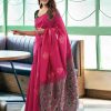Pink Soft Lichi Silk Lace Border Work Saree