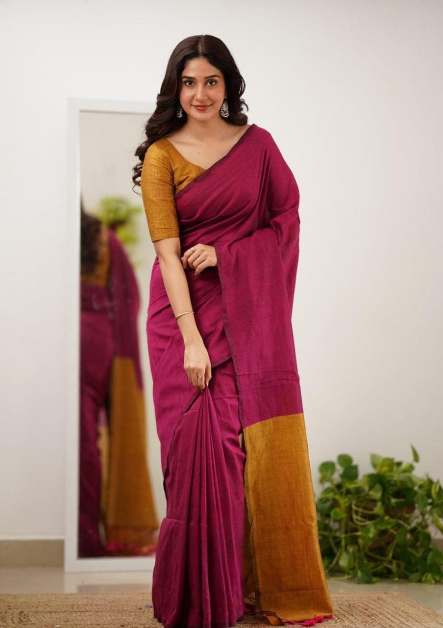 Pink Soft Lilian Slab Rich Pallu Saree - Image 3