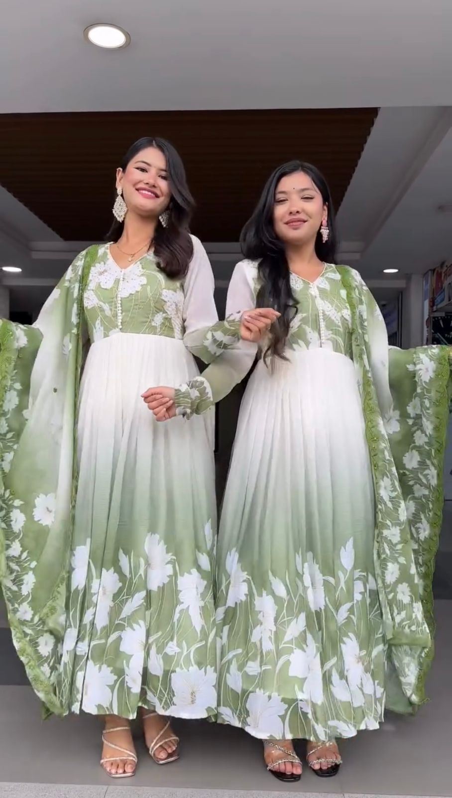 Pista Faux Georgette Digital Print Gown - Image 2