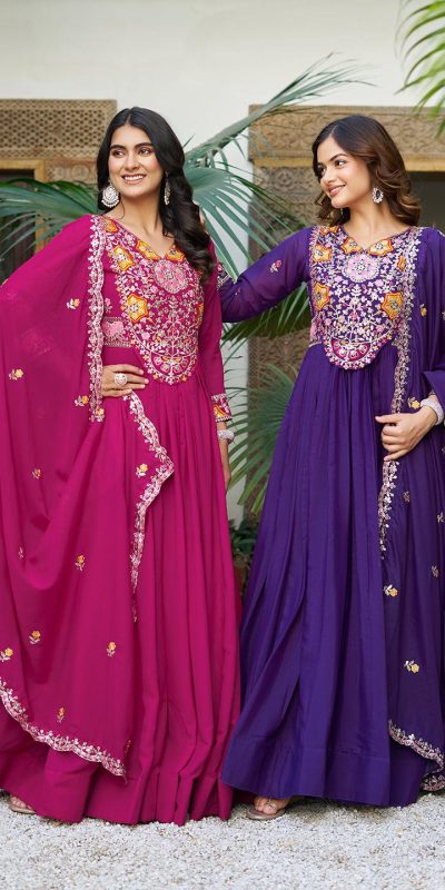 Ram 105 Rani Pink Star Georgette Gown with Embroidery Work & Thread Embroidery. Get it for ₹2049. Delivery 4-6 Working Days. Shop now. | Casual Suits, Jump Suits, Creative suits, Designer Suits, Palazzo Suits, Party Wear Suits, Patiala Suits, Salwar suit, Straight Suits