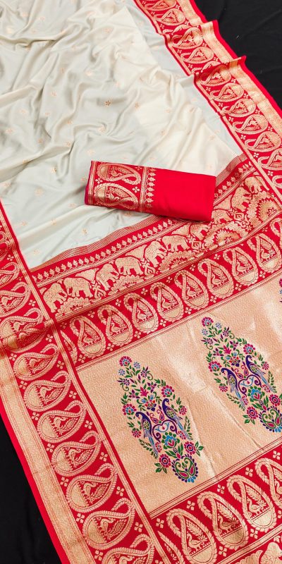 MB 1213 Red Color Banarasi Saree with Zari Work & Lace Work. Wedding, Party, Festive, Events, Festive Deal ₹2099. Delivery 4-6 Working Days. Shop now. | Creative Sarees, Embroidered Sarees, Bollywood Sarees, Designer Sarees, Ethnic Saree, Modern Digital sarees, Party Wear Sarees, Sarees