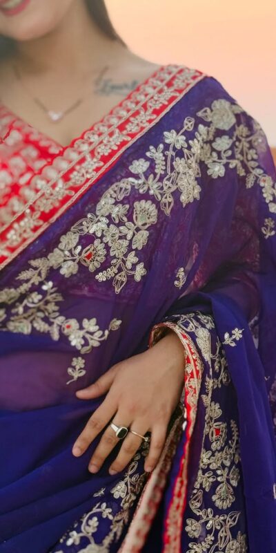 BT 411 Royal Blue in Georgette Embroidery Work & Lace Work Saree . Grab it for ₹1999. Delivery 4-6 Working Days. Shop now. | Creative Sarees, Embroidered Sarees, Bollywood Sarees, Designer Sarees, Ethnic Saree, Modern Digital sarees, Party Wear Sarees, Sarees