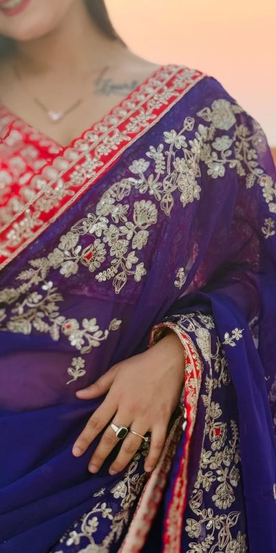 BT 411 Royal Blue in Georgette Embroidery Work & Lace Work Saree . Grab it for ₹1999. Delivery 4-6 Working Days. Shop now. | Creative Sarees, Embroidered Sarees, Bollywood Sarees, Designer Sarees, Ethnic Saree, Modern Digital sarees, Party Wear Sarees, Sarees