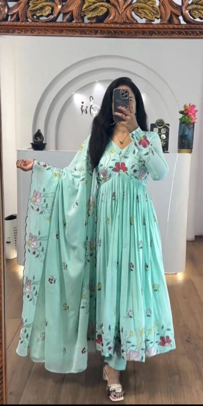 PC 528 Sea Green Fox Georgette Gown Perfect for Wedding, Party, Baby Shower, Lohri, Pongal – . Available at ₹2049 only. Delivery 4-6 Working Days. Shop n | Casual Suits, Jump Suits, Creative suits, Designer Suits, Palazzo Suits, Party Wear Suits, Patiala Suits, Salwar suit, Straight Suits