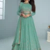 FC 9293 Sea Green Georgette Salwar Suit with Embroidery Work. Wedding, Party, Festive, Events, Now at just ₹2649. Delivery 4-6 Working Days. Shop now. | Casual Suits, Jump Suits, Creative suits, Designer Suits, Palazzo Suits, Party Wear Suits, Patiala Suits, Salwar suit, Straight Suits