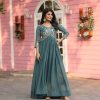 Teal Fox Georgette With Sequence Work Gown