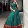 Teal Pure Chanderi Zari Work Lehenga Choli