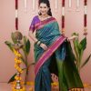 Teal Silk Paithni Weaving Zari Work Saree