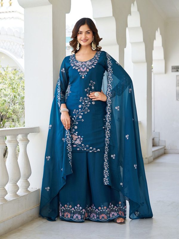 Ram 103 Teal Color Star Georgette Salwar Suit with Embroidery Work. Get it for ₹3049. Delivery 4-6 Working Days. Shop now. | Casual Suits, Jump Suits, Creative suits, Designer Suits, Palazzo Suits, Party Wear Suits, Patiala Suits, Salwar suit, Straight Suits
