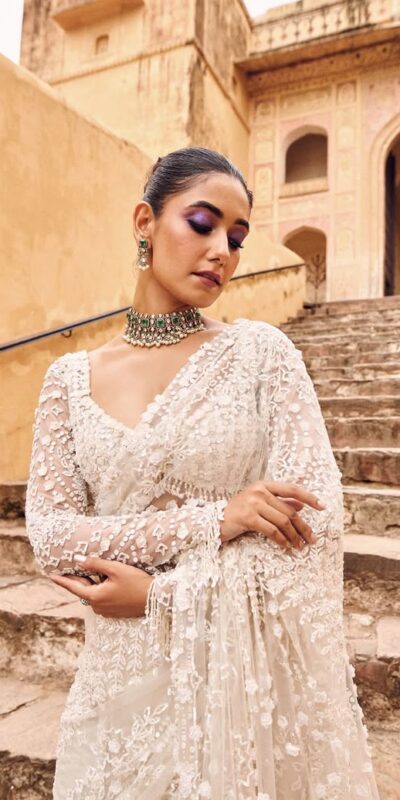 DF 3438 White Butterfly Net Saree with Sequins Work & Embroidery Work. Introductory Price ₹1799. Delivery 4-6 Working Days. Shop now. | Creative Sarees, Embroidered Sarees, Bollywood Sarees, Designer Sarees, Ethnic Saree, Modern Digital sarees, Party Wear Sarees, Sarees