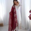 ZF 5008 White Georgette Gown with Embroidery Work. Wedding, Party, Festive, Events, Special Price ₹2049. Delivery 4-6 Working Days. Shop now. | Casual Suits, Jump Suits, Creative suits, Designer Suits, Palazzo Suits, Party Wear Suits, Patiala Suits, Salwar suit, Straight Suits