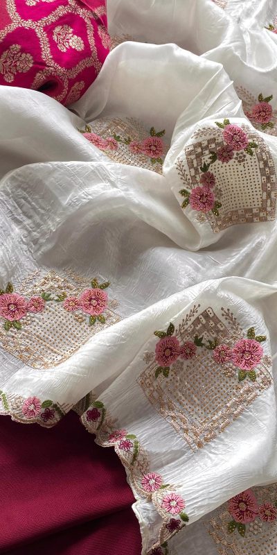 SC 239 Pink Georgette With Lace Work & Lace Border Saree . Wedding, Party, Festive, Events, Exclusive Offer ₹1599. Delivery 4-6 Working Days. Shop now. | Creative Sarees, Embroidered Sarees, Bollywood Sarees, Designer Sarees, Ethnic Saree, Modern Digital sarees, Party Wear Sarees, Sarees