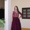 Ram 082 Wine Fox Georgette Gown Perfect for Wedding, Party, Sangeet, Durga Puja, Reception – . Grab it for ₹1849. Delivery 4-6 Working Days. Shop now. | Casual Suits, Jump Suits, Creative suits, Designer Suits, Palazzo Suits, Party Wear Suits, Patiala Suits, Salwar suit, Straight Suits