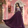 Wine Fox Georgette With Sequence Work Gown