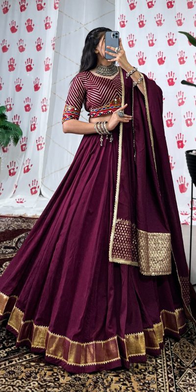 LNB 1747 Wine Pure Chanderi Lehenga Choli Perfect for Wedding, Party, Housewarming, Pongal, Sangeet –. Festive Deal ₹2499. Delivery 4-6 Working Days. | Bollywood Lehenga, Creative Lehenga, Designer Lehenga, Embroidered Lehenga, Lehenga, Party Wear Lehenga