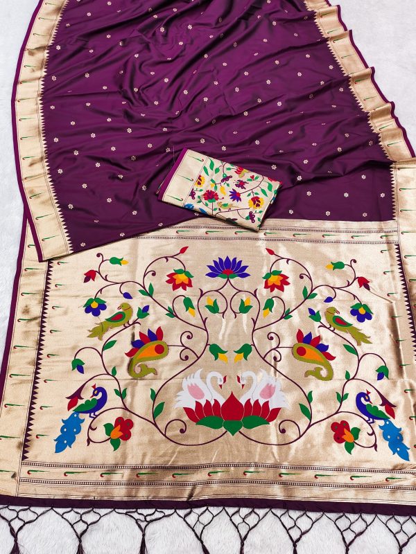 MB 149 Wine Silk Saree with Zari Work & Lace Work. Wedding, Party, Festive, Events, Grab it for ₹2549. Delivery 4-6 Working Days. Shop now. | Creative Sarees, Embroidered Sarees, Bollywood Sarees, Designer Sarees, Ethnic Saree, Modern Digital sarees, Party Wear Sarees, Sarees