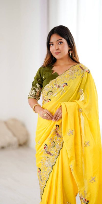 KP 3038 Yellow Soft Lichi Silk with Lace Border & Lace Work Saree . Special Price ₹1349. Delivery 4-6 Working Days. Shop now. | Creative Sarees, Embroidered Sarees, Bollywood Sarees, Designer Sarees, Ethnic Saree, Modern Digital sarees, Party Wear Sarees, Sarees