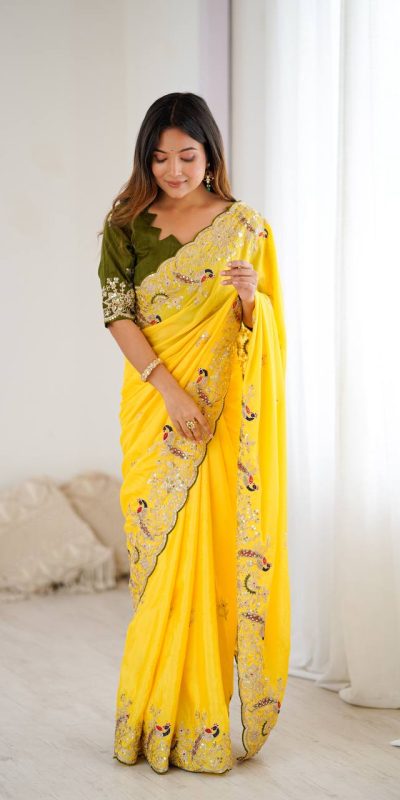 KP 3038 Yellow Soft Lichi Silk with Lace Border & Lace Work Saree . Special Price ₹1349. Delivery 4-6 Working Days. Shop now. | Creative Sarees, Embroidered Sarees, Bollywood Sarees, Designer Sarees, Ethnic Saree, Modern Digital sarees, Party Wear Sarees, Sarees