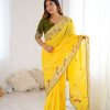 KP 3038 Yellow Soft Lichi Silk with Lace Border & Lace Work Saree . Special Price ₹1349. Delivery 4-6 Working Days. Shop now. | Creative Sarees, Embroidered Sarees, Bollywood Sarees, Designer Sarees, Ethnic Saree, Modern Digital sarees, Party Wear Sarees, Sarees