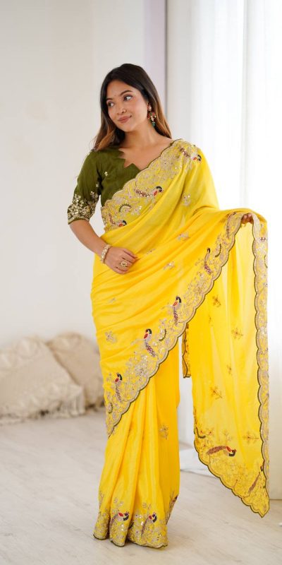 KP 3038 Yellow Soft Lichi Silk with Lace Border & Lace Work Saree . Special Price ₹1349. Delivery 4-6 Working Days. Shop now. | Creative Sarees, Embroidered Sarees, Bollywood Sarees, Designer Sarees, Ethnic Saree, Modern Digital sarees, Party Wear Sarees, Sarees