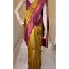 Yellow Lichi Silk Jacquard Border Lace Work Saree