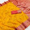 Yellow Rich Banarasi Silk Zari Lace Work Saree