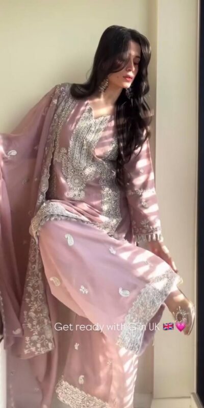 Baby Pink Fox Georgette Moti Work Salwar Suit