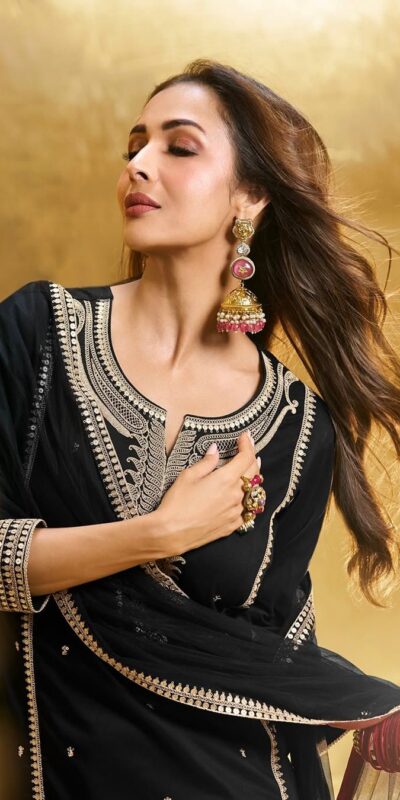 Black Faux Georgette Sequences Work Salwar Suit