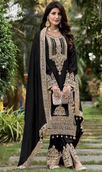 KF 1628 Black Fuax Georgette Salwar Suit Perfect for Wedding, Party, Raksha Bandhan, Baisakhi, Sangeet – . Affordable Price ₹2399. Delivery 4-6 Working | Casual Suits, Jump Suits, Tops & Bottoms, Track Suits, Trendy Wear, Creative suits, Designer Suits, Palazzo Suits, Party Wear Suits, Patiala Suits, Salwar suit, Straight Suits