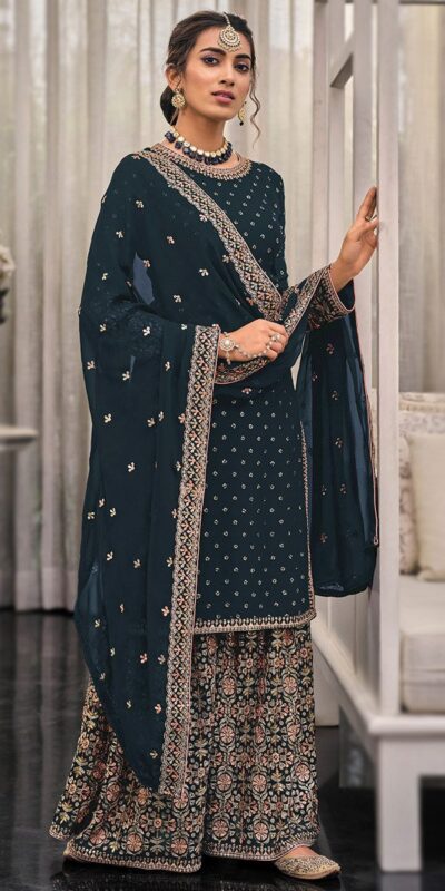 FC 1448 Black Georgette Salwar Suit with Embroidery Work & Lace Work. Exclusive Offer ₹2599. Delivery 4-6 Working Days. Shop now. | Casual Suits, Jump Suits, Tops & Bottoms, Track Suits, Trendy Wear, Creative suits, Designer Suits, Palazzo Suits, Party Wear Suits, Patiala Suits, Salwar suit, Straight Suits