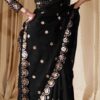 Black Georgette Mirror Sequence Work Saree