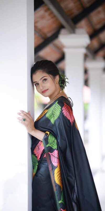 KP 6042 Black Color Soft Lichi Silk Saree with Lace Border & Lace Work. Get it for ₹1399. Delivery 4-6 Working Days. Shop now. | Creative Sarees, Embroidered Sarees, Bollywood Sarees, Designer Sarees, Ethnic Saree, Modern Digital sarees, Party Wear Sarees, Sarees