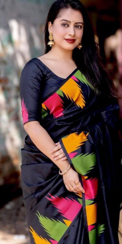 KP 6042 Black Color Soft Lichi Silk Saree with Lace Border & Lace Work. Get it for ₹1399. Delivery 4-6 Working Days. Shop now. | Creative Sarees, Embroidered Sarees, Bollywood Sarees, Designer Sarees, Ethnic Saree, Modern Digital sarees, Party Wear Sarees, Sarees