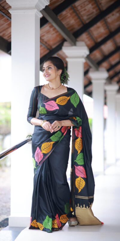 KP 6042 Black Color Soft Lichi Silk Saree with Lace Border & Lace Work. Get it for ₹1399. Delivery 4-6 Working Days. Shop now. | Creative Sarees, Embroidered Sarees, Bollywood Sarees, Designer Sarees, Ethnic Saree, Modern Digital sarees, Party Wear Sarees, Sarees