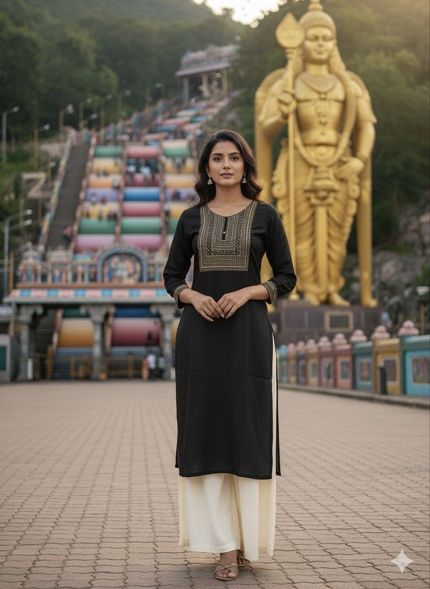 Block Rayon Embroidery Work Kurti