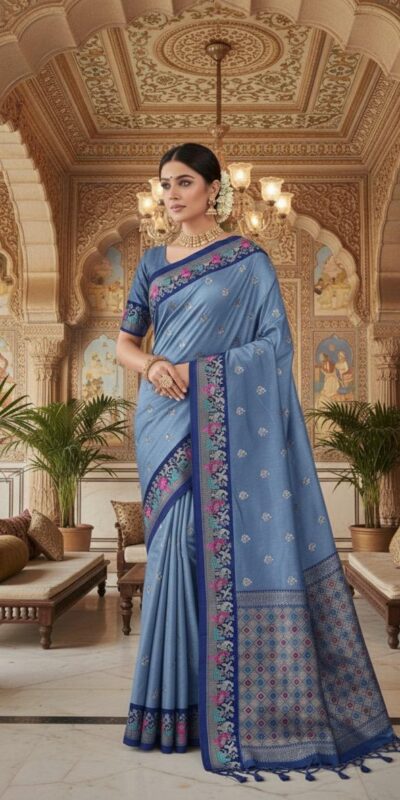MS 545 Blue Banarasi Silk Saree with Zari Work. Wedding, Party, Festive, Events, Now at just ₹1649. Delivery 4-6 Working Days. Shop now. | Creative Sarees, Embroidered Sarees, Bollywood Sarees, Designer Sarees, Ethnic Saree, Modern Digital sarees, Party Wear Sarees, Sarees