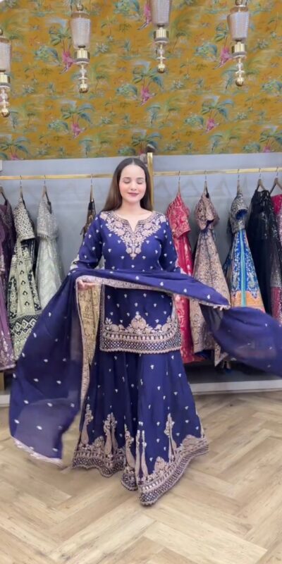 LG 2029 Blue Chinon Salwar Suit with Embroidery Work. Wedding, Party, Festive, Events, Special Price ₹2399. Delivery 4-6 Working Days. Shop now. | Casual Suits, Jump Suits, Tops & Bottoms, Track Suits, Trendy Wear, Creative suits, Designer Suits, Palazzo Suits, Party Wear Suits, Patiala Suits, Salwar suit, Straight Suits