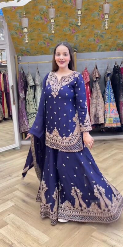 LG 2029 Blue Chinon Salwar Suit with Embroidery Work. Wedding, Party, Festive, Events, Special Price ₹2399. Delivery 4-6 Working Days. Shop now. | Casual Suits, Jump Suits, Tops & Bottoms, Track Suits, Trendy Wear, Creative suits, Designer Suits, Palazzo Suits, Party Wear Suits, Patiala Suits, Salwar suit, Straight Suits