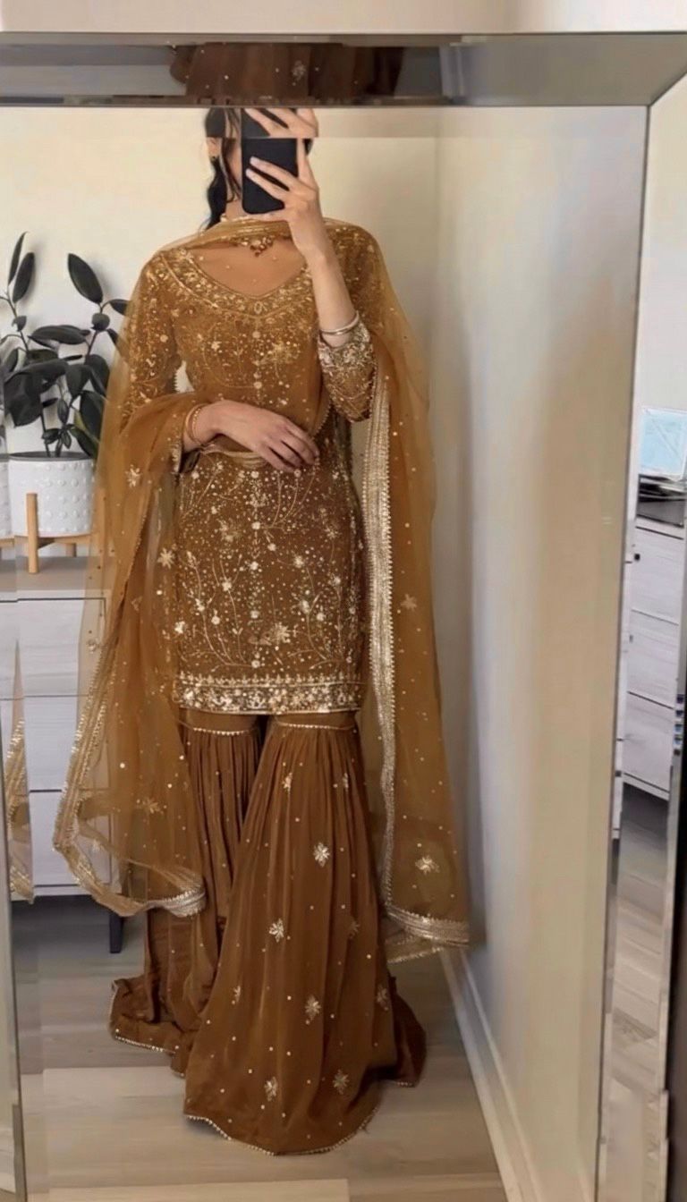 Chiku Georgette With Embroidery Lace Work Salwar Suit - Image 2