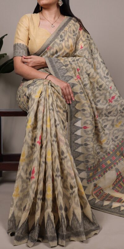 YNF 7414 Cream Poly Cotton Saree Thread Weaving Work Designer Work. Get it for ₹1549. Delivery 4-6 Working Days. Shop now. | Creative Sarees, Embroidered Sarees, Bollywood Sarees, Designer Sarees, Ethnic Saree, Modern Digital sarees, Party Wear Sarees, Sarees