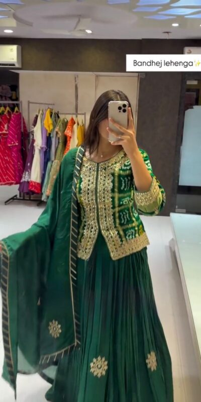 KF 1709 Green Chinon Lehenga Choli Perfect for Wedding, Party, Eid, Makar Sankranti, Reception – . Available at ₹2099 only. Delivery 4-6 Working Days. | Bollywood Lehenga, Creative Lehenga, Designer Lehenga, Embroidered Lehenga, Lehenga, Party Wear Lehenga