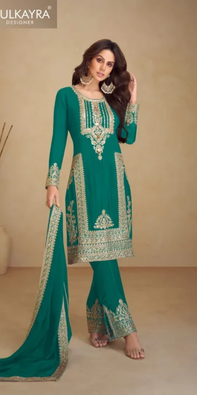 FC GULKAYRA 7473 Green Chinon Salwar Suit Perfect for Wedding, Party, Durga Puja, Eid, Sangeet – . Grab it for ₹3199. Delivery 4-6 Working Days. | Casual Suits, Jump Suits, Tops & Bottoms, Track Suits, Trendy Wear, Creative suits, Designer Suits, Palazzo Suits, Party Wear Suits, Patiala Suits, Salwar suit, Straight Suits