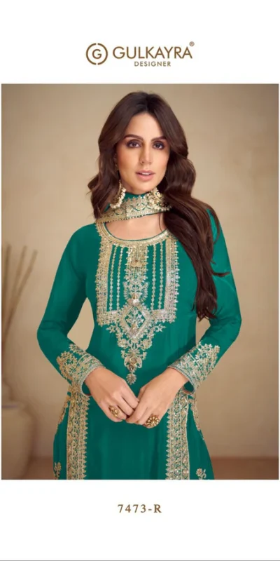 FC GULKAYRA 7473 Green Chinon Salwar Suit Perfect for Wedding, Party, Durga Puja, Eid, Sangeet – . Grab it for ₹3199. Delivery 4-6 Working Days. | Casual Suits, Jump Suits, Tops & Bottoms, Track Suits, Trendy Wear, Creative suits, Designer Suits, Palazzo Suits, Party Wear Suits, Patiala Suits, Salwar suit, Straight Suits