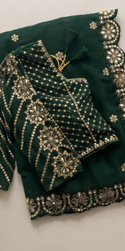 DF 3457 Green Color Georgette Sequence Original Mirror Work Saree Casual, Wedding, Festive, Events . Expected Delivery  4-6 Working Days @2099/- only                                                                                | Creative Sarees, Embroidered Sarees, Bollywood Sarees, Designer Sarees, Ethnic Saree, Modern Digital sarees, Party Wear Sarees, Sarees