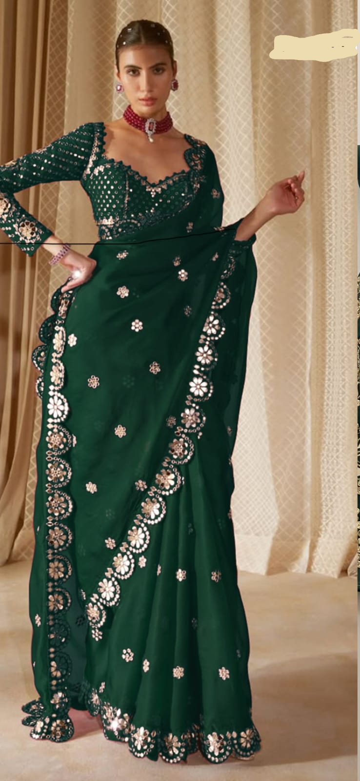 DF 3457 Green Color Georgette Sequence Original Mirror Work Saree Casual, Wedding, Festive, Events . Expected Delivery 4-6 Working Days @2099/- only | Creative Sarees, Embroidered Sarees, Bollywood Sarees, Designer Sarees, Ethnic Saree, Modern Digital sarees, Party Wear Sarees, Sarees