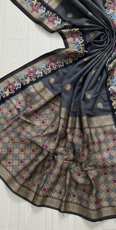 MS 545 Grey Banarasi Silk Saree with Zari Work. Wedding, Party, Festive, Events, Now at just ₹1649. Delivery 4-6 Working Days. Shop now. | Creative Sarees, Embroidered Sarees, Bollywood Sarees, Designer Sarees, Ethnic Saree, Modern Digital sarees, Party Wear Sarees, Sarees