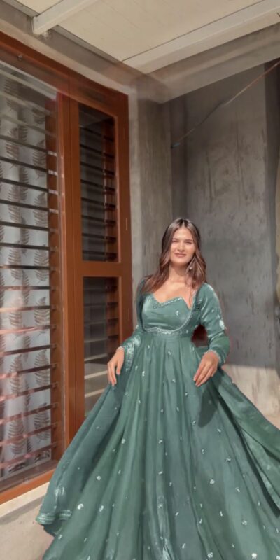 RTC 5937 Grey Fendy silk Gown with Lace Work. Wedding, Party, Festive, Events Get it for ₹2149. Delivery 4-6 Working Days. Shop now. | Bollywood Gowns, Creative Gowns, Designer Gowns, Embroidered Gowns, Gowns, Party Wear Gowns